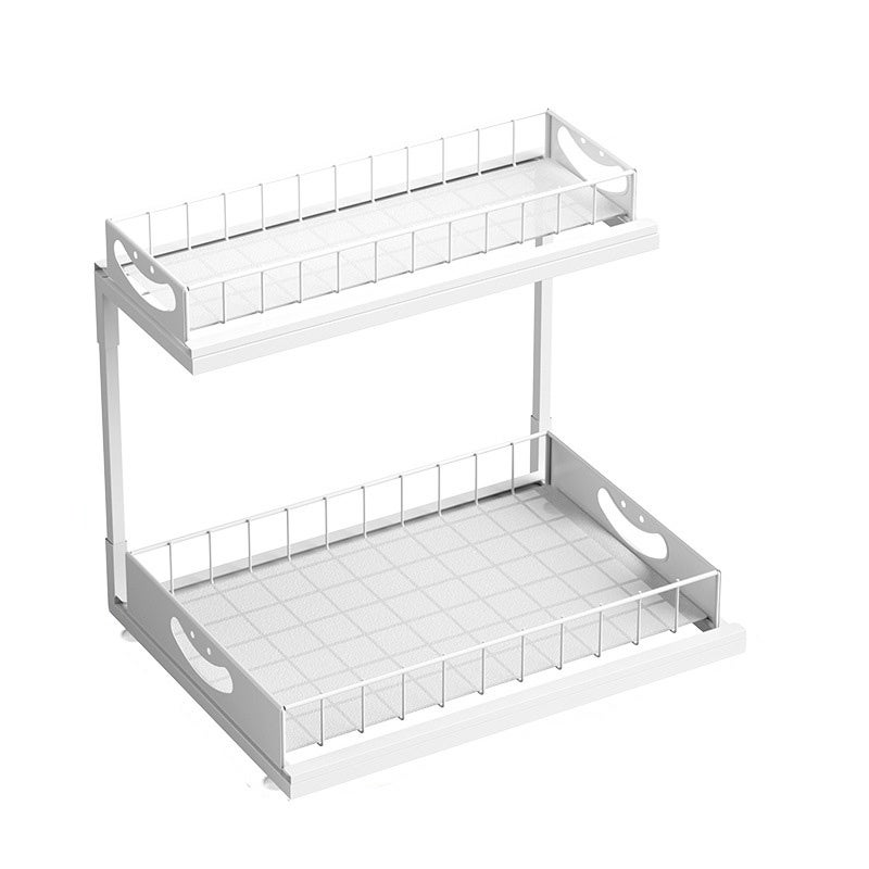 Auledio estante de cocina, caja de almacenamiento multifuncional, organizador para fregadero, color blanco