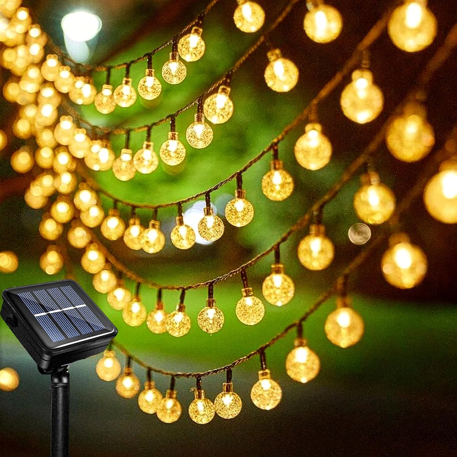 Catena Luminosa Solare Da Esterno 5m Con 20 LED Sfera – IP65 E 8 Modalità Luce Calda