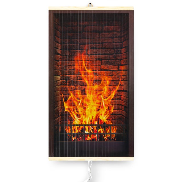 Panel radiante eléctrico decorativo TRIO, calefacción por infrarrojos 420W/ 210W, modelo Chimenea, 100 x 57 cm, fabricado en Ucrania