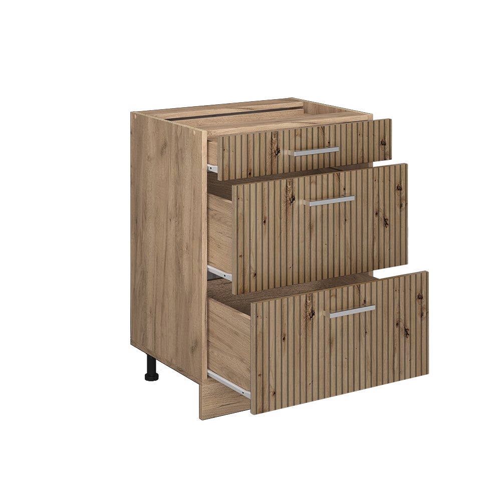 Vicco Meuble cuisine R-Line, Chêne Artisan, 60cm avec tiroirs, sans PT - 4