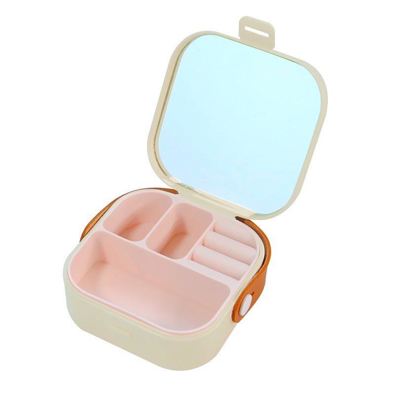 Portagioie Da Viaggio Con Specchio – A Forma Di Gatto In Silicone – Bianco, Mini Organizer Per Anelli E Collane - 6