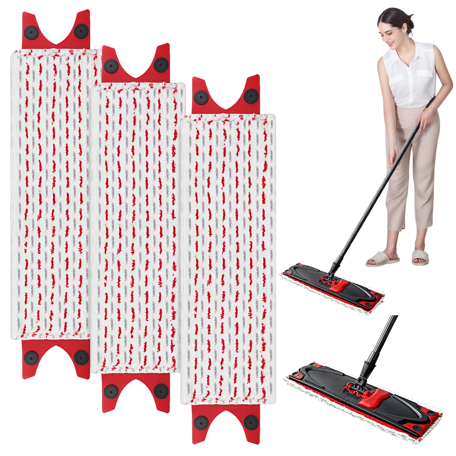 3 sztuki Wkładów do Mopa do Vileda Mopa z Mikrofibry, Płaskie Nakładki do Mopa do Vileda Ultramax Mop/UltraMax Plus 2 w 1 Chłonne Wkłady
