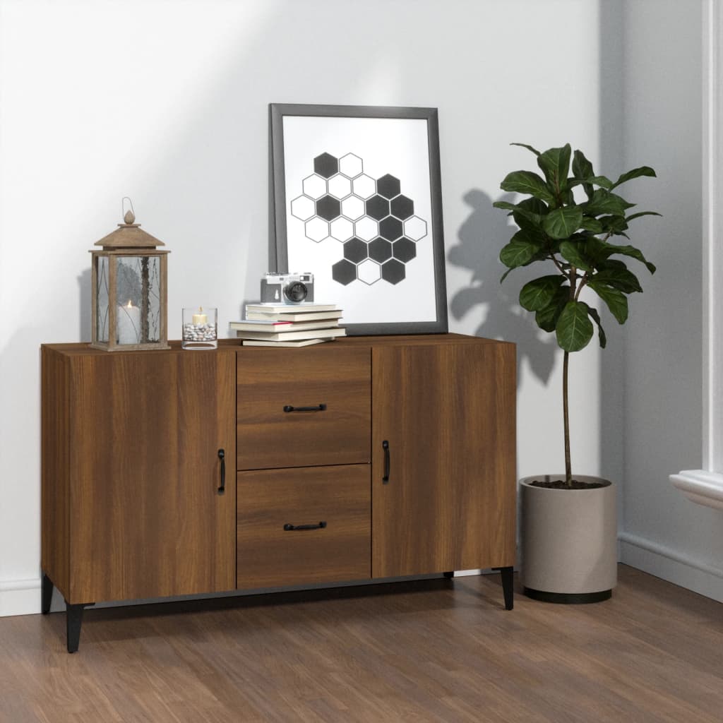 Fabbrik Home – Credenza Industriale Lof080 – 100 Cm – Legno E Metallo – 3 Cassetti E 2 Ante – Colore Marrone – Stile Vintage