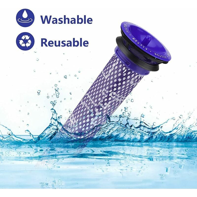 Ahlsen Filtre pour Dyson V8/V7, Filtres de Rechange Lavable pour Aspirateur Dyson et Animal, Avec 2 Post-Filtres HEPA, 2 Pré-Filtres, 1 Outil de Nett - 4