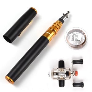 Kit Canne à Pêche Télescopique Avec Mini Moulinet Et Stylo – Compact 20,3 Cm, Léger 280g, Idéal Pour Poche Et Voyage