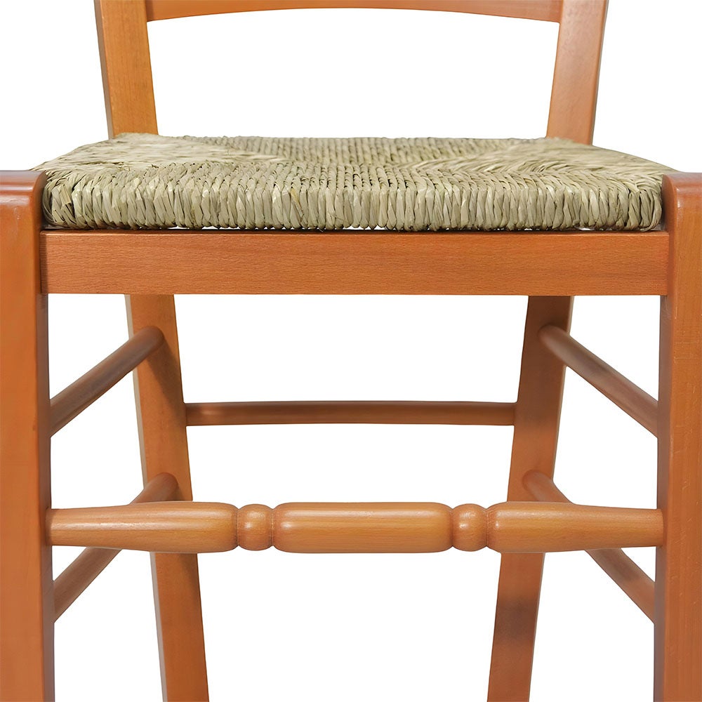 Chaise de salle à manger en bois cerisier avec siège en paille palustre - 8