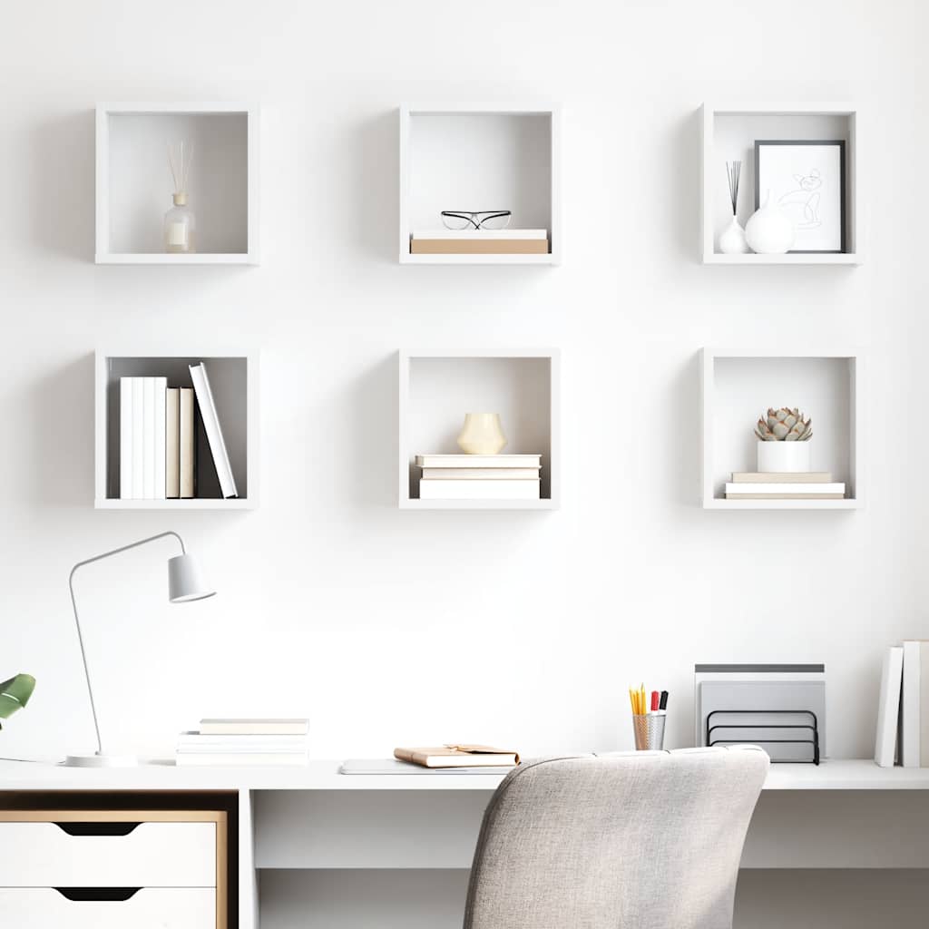 Maison exclusive - estantes cubo de pared 6 unidades blanco 26x15x26 cm