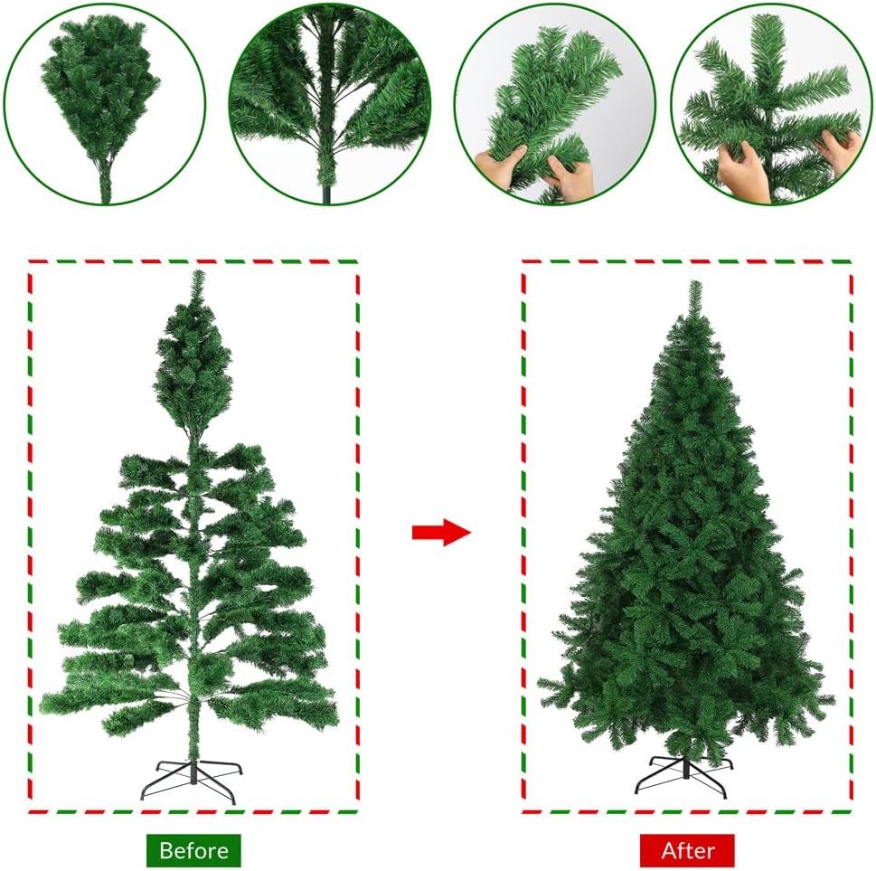 Árbol de Navidad Verde Artificial de Hoja Espumillón Arboles Soporte Metálico 150cm - 5