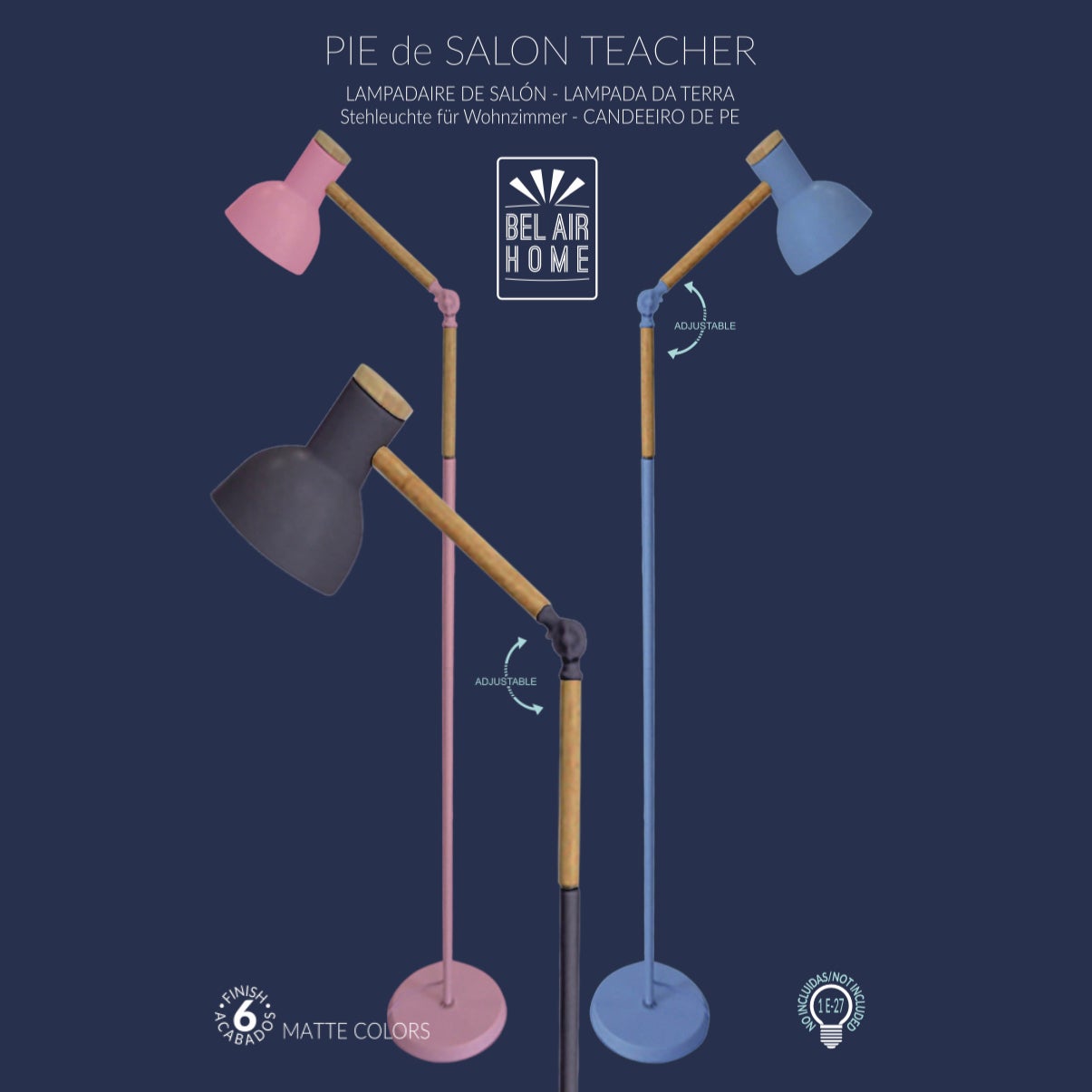 TEACHER Lampadaire, hauteur 155 cm, douille E-27 - 3