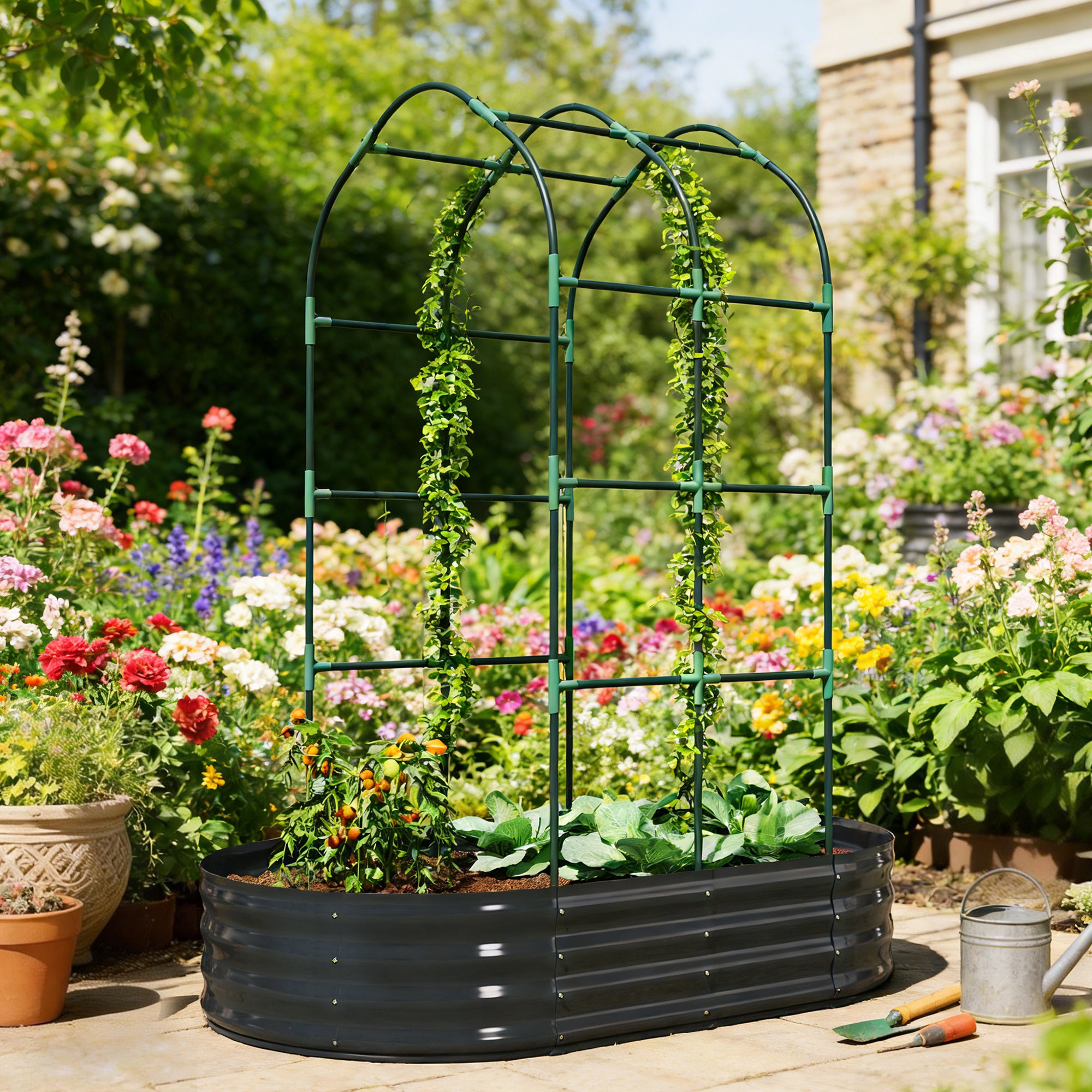 Jardinière avec treillis métal Outsunny - 2