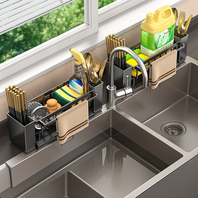 Zestaw 2 ociekaczy kuchennych na szmaty, czarny, 31*9*10,7 cm