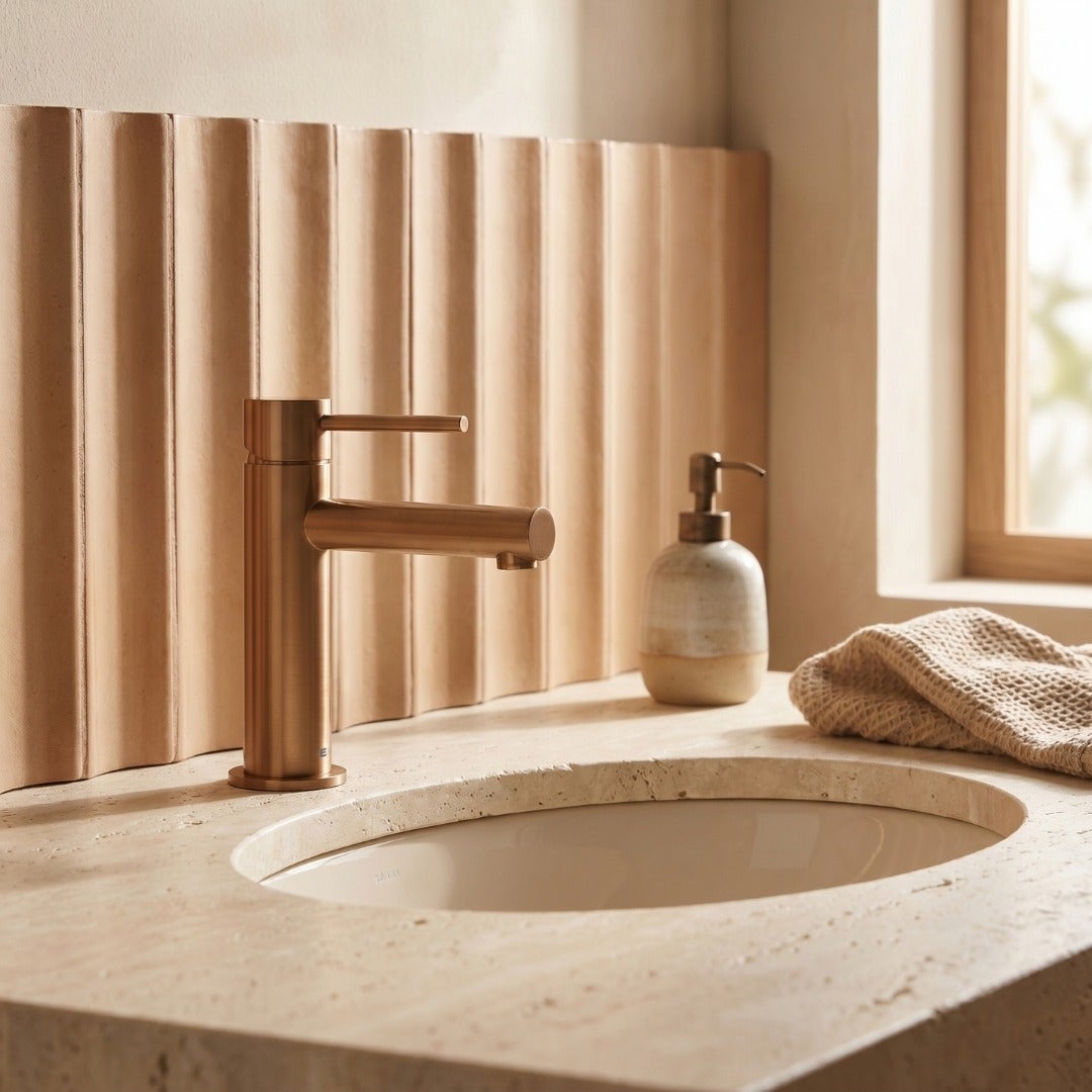 Luisa mitigeur lavabo bas cuivre brossé - 7