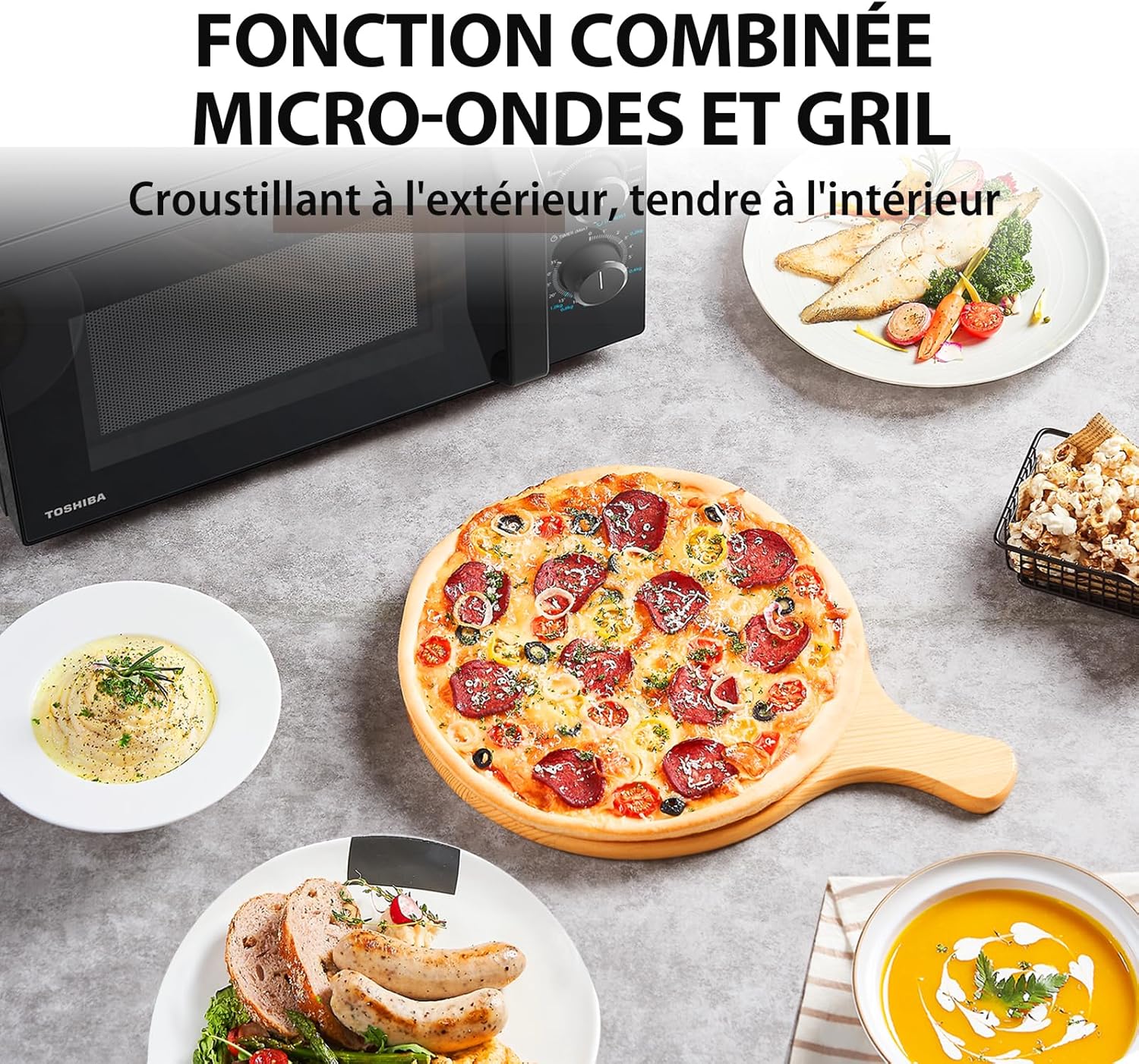 Micro-ondes grill pose libre - TOSHIBA - MW2-AG23P(BK) - Noir - 23L - 900W - Grill 1050W - Digital - 8