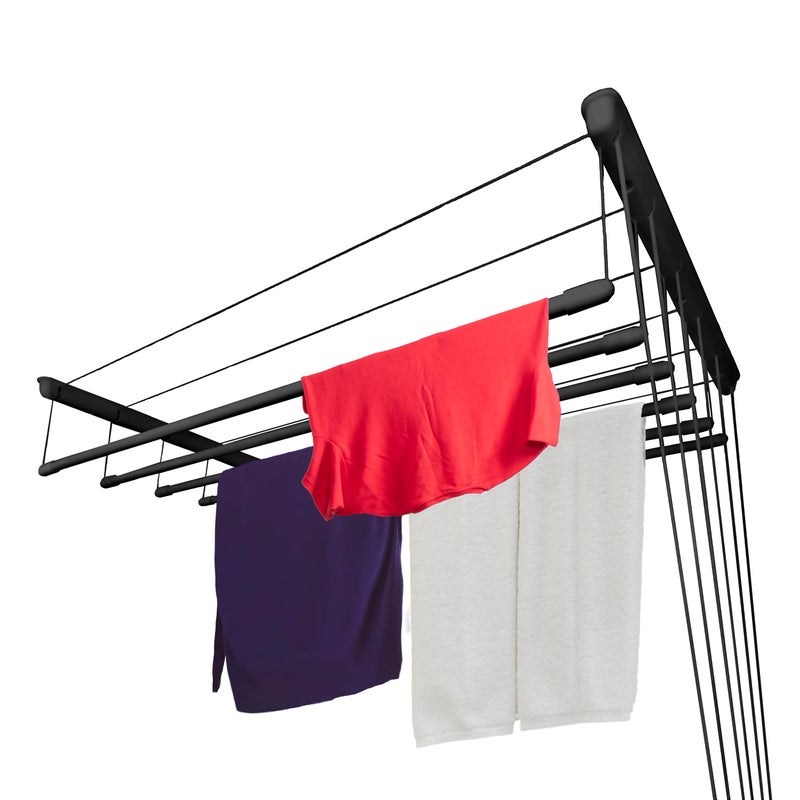 Suszarka Sufitowa Sepio 6 Prętów 170 cm Czarny