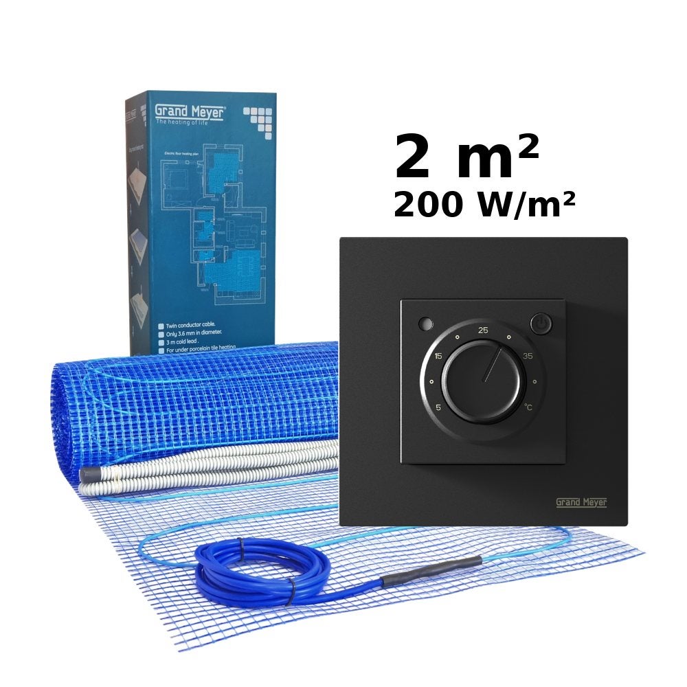 Zestaw do ogrzewania podłogowego 2 m², 200 W/m² + termostat MST-9n