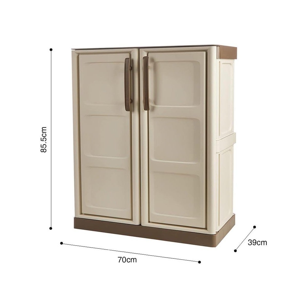 Armario Bajo para Garaje y Taller - Mueble de Almacenamiento 3 Puertas con 1 Estante de Polipropileno 102x37x84 cm Carga 20 kg - 2