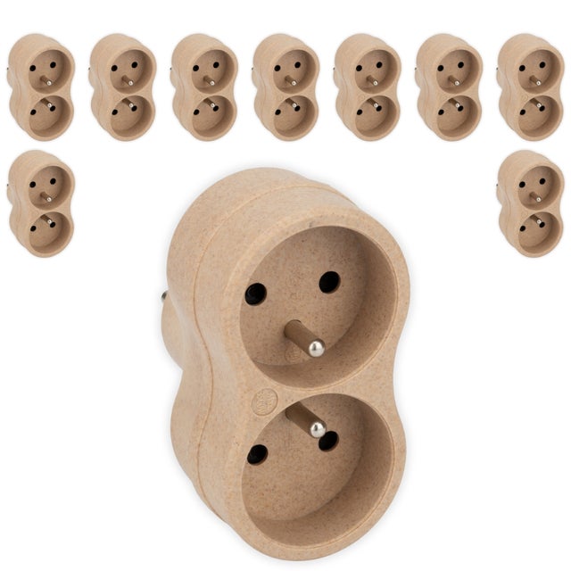 Lot de 10 biplites recyclées éco-conçues Natura - 2x16A - Beige - Zenitech
