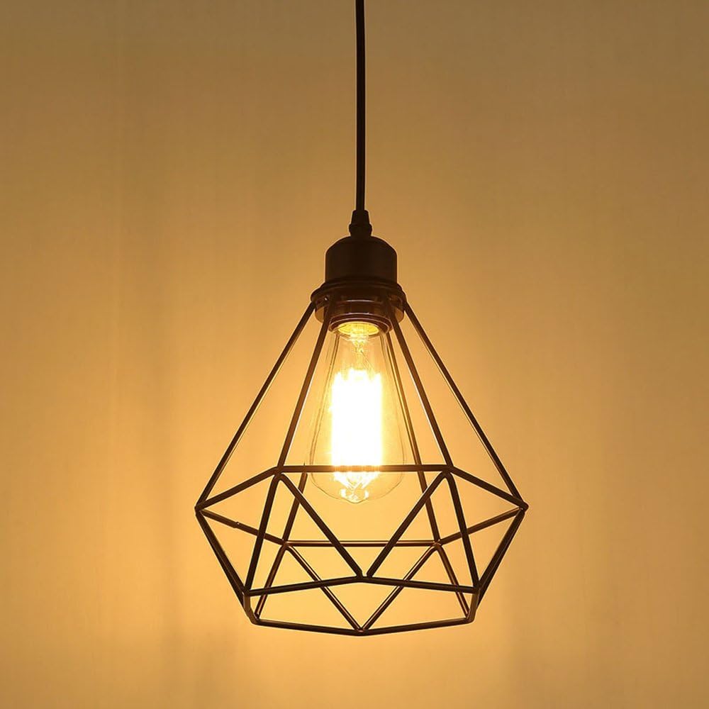 Lampa wisząca w stylu vintage, czarna lampa wisząca, abażur kuchenny, lampa klatkowa, lampa sufitowa z metalowym abażurem (żarówka nie jest dołączona)