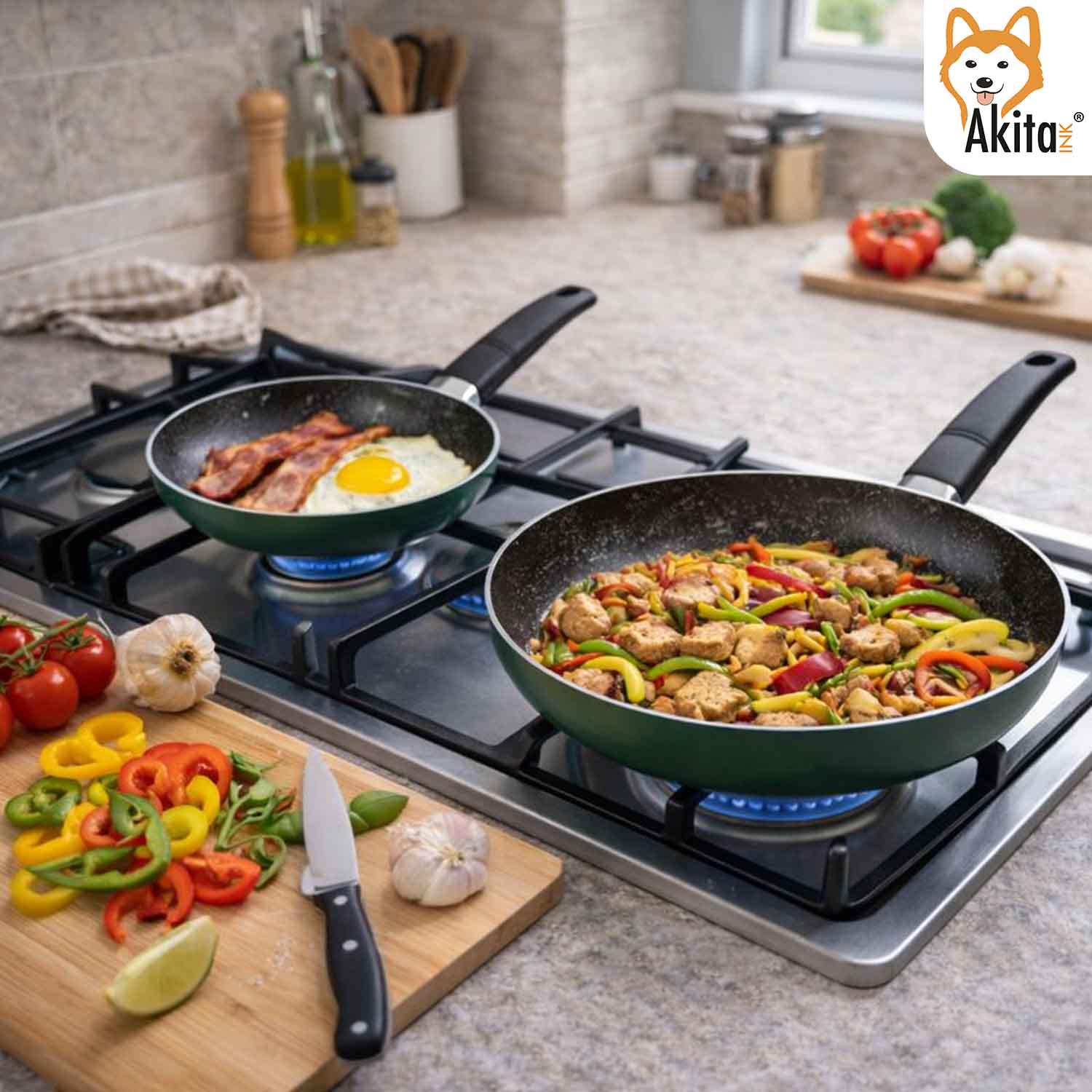 Padella Antiaderente In Ceramica 28 Cm SAKAMOSH | Ibrida Acciaio Inox Con Manico Freddo | Senza PFAS PFOA PTFE - 2