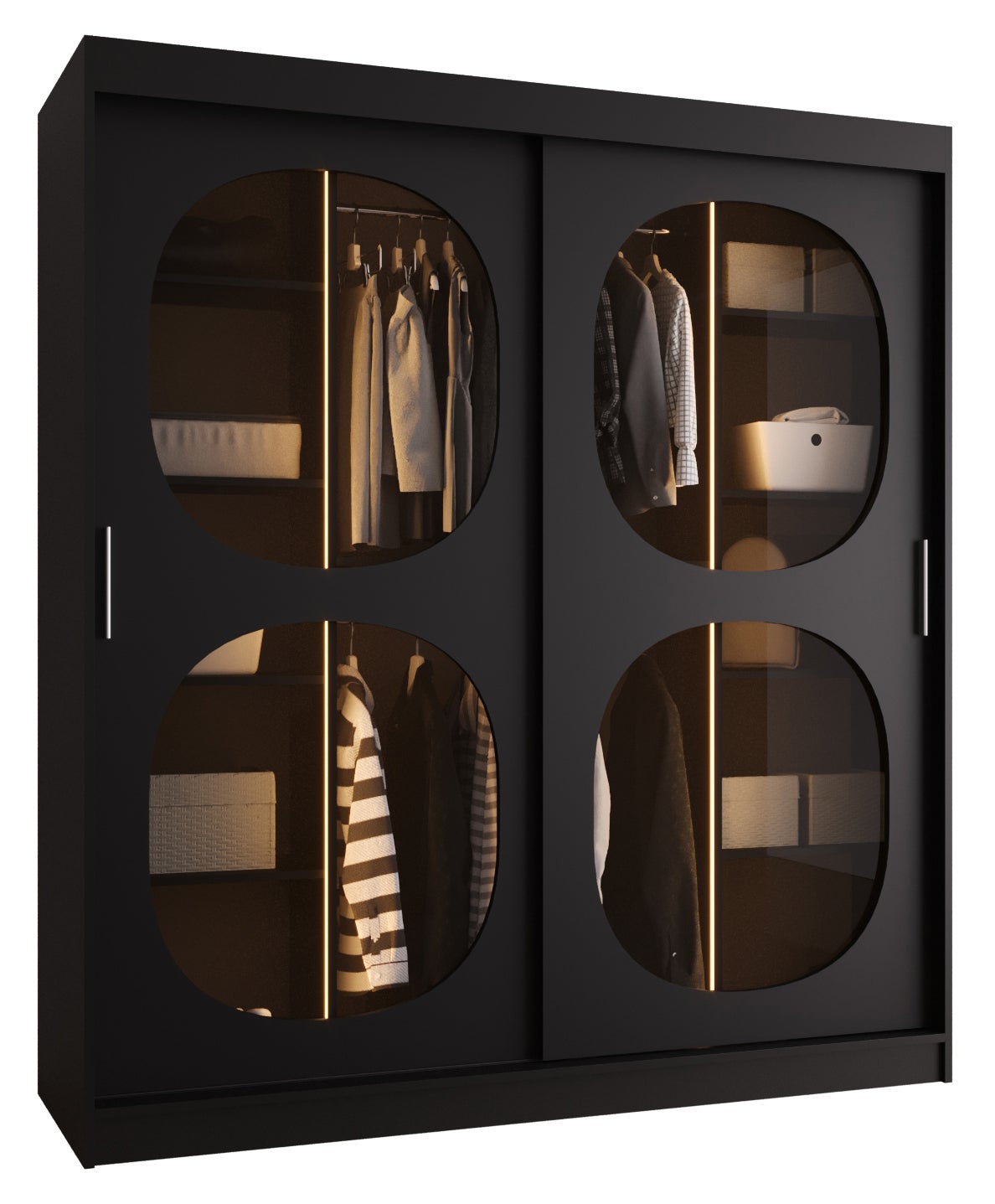 Szafa przesuwna garderoba BAHRAJN 2 180 x 62 x 200 cm Czarny + LED - Abiks Meble