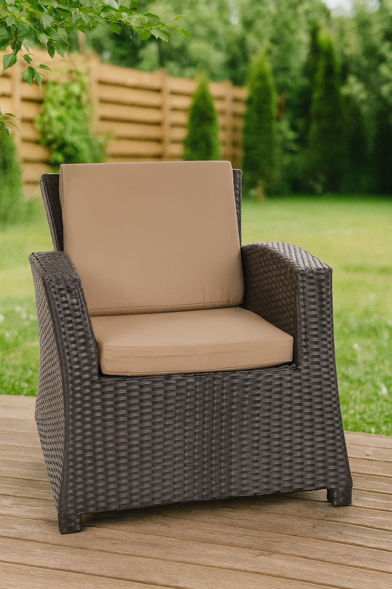 Cuscino per sedia in polyrattan 56x52x7cm Set di 4 cuscini per sedia- Cuscino per poltrona da giardino Beige/ cuscino schienale seduta per esterni - 4