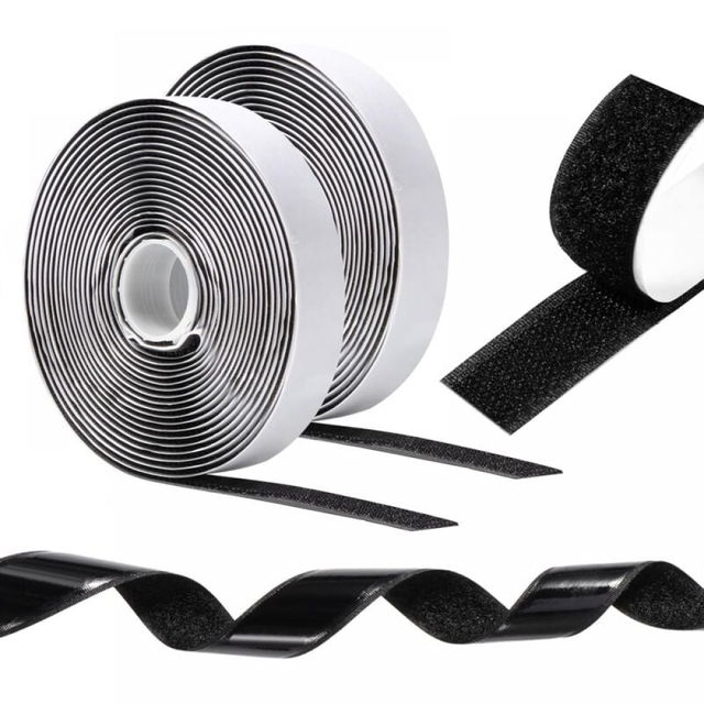 Scratch Autocollant Double Face 10m x 20mm, Bande Scratch Adhésive Puissant, Scratch Autocollant Rubans pour Cadres de Photos, Tapis, Bricolage - Noir