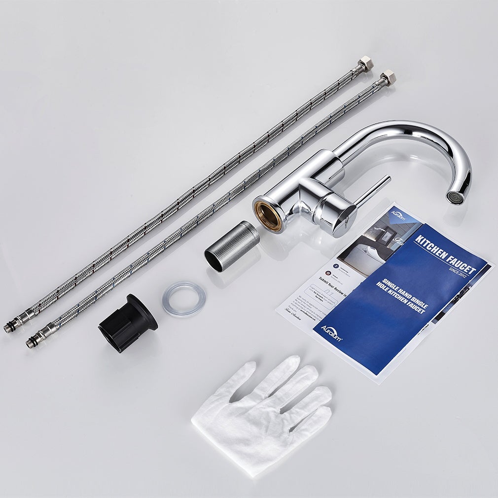 AURALUM MAX Robinet Lavabo Salle de Bain Forme en U Bec Haut Mitigeur de Lavabo Chromé Brillant Rotatif 360° Robinet Mitigeur Lavabo Moderne - 5