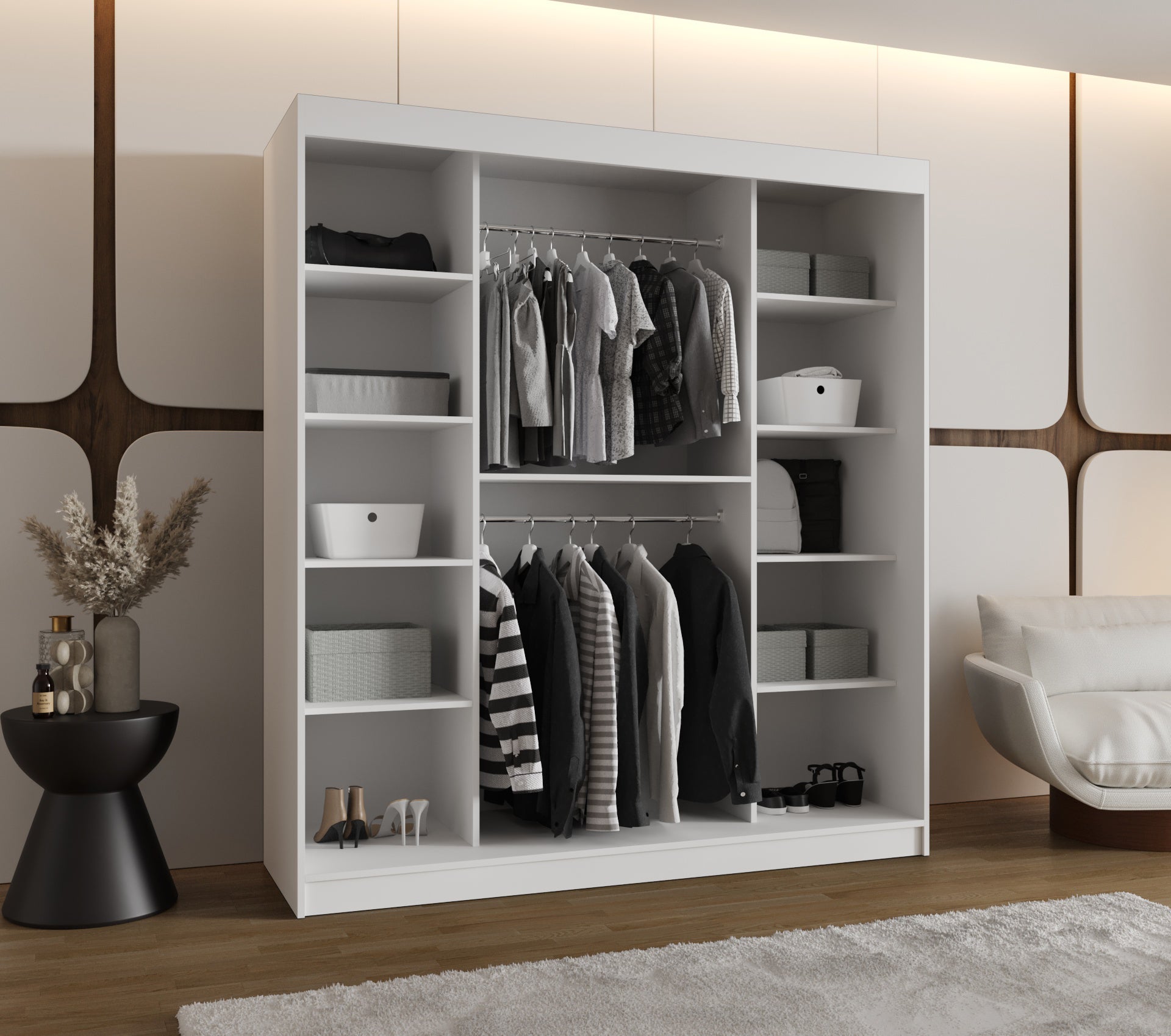 Szafa przesuwna garderoba SPOTI 180 x 62 x 200 cm Biały - 3