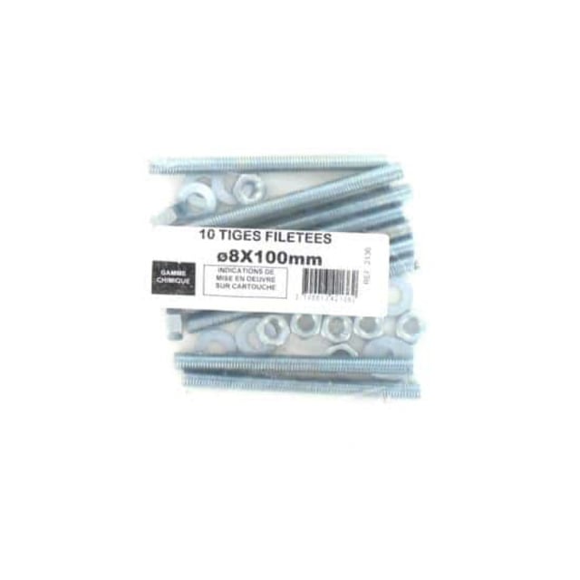 Pack de 10 Tiges Filetées M8 BATIFIX diamètre 8 x 100mm