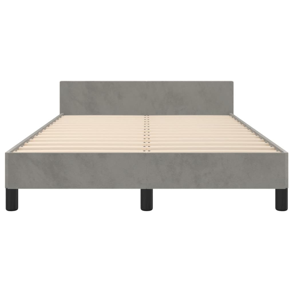 Cadre de lit sans matelas, en velours, gris clair, pour la chambre, 120 × 190 cm - 5