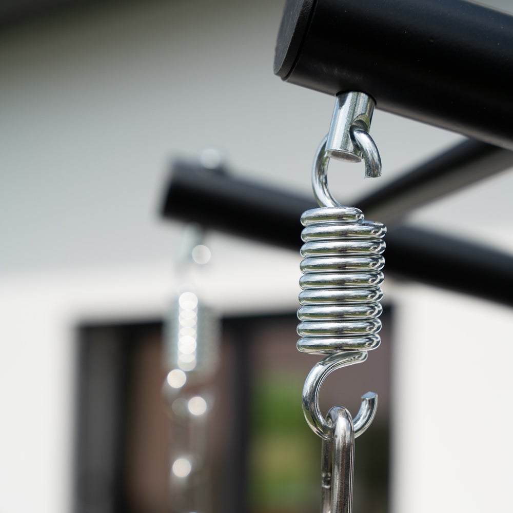 HOME DELUXE Fauteuil suspendu LOMA – Pliable, 2 places en noir| Panier suspendu, chaise suspendue, meubles de jardin, balancelle - 3