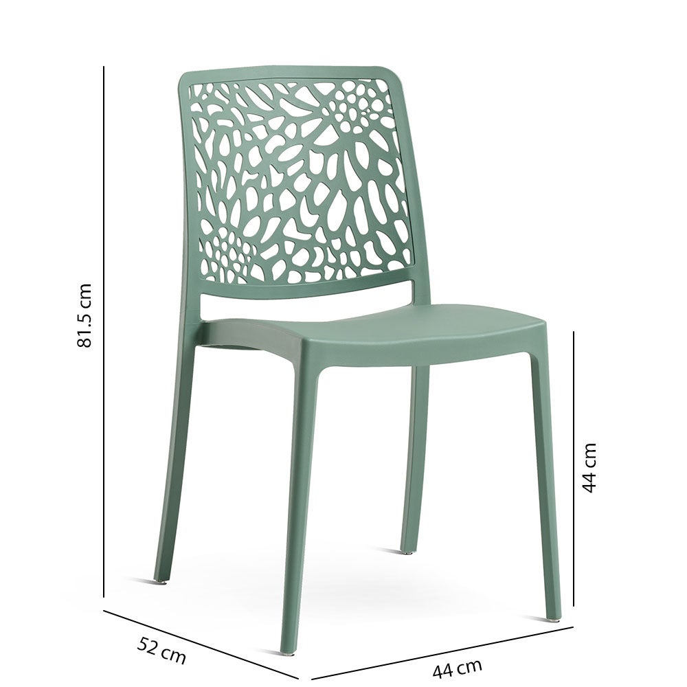 Lot de 6 Chaise de jardin sans coussin Sole en Polypropylène Vert - 6