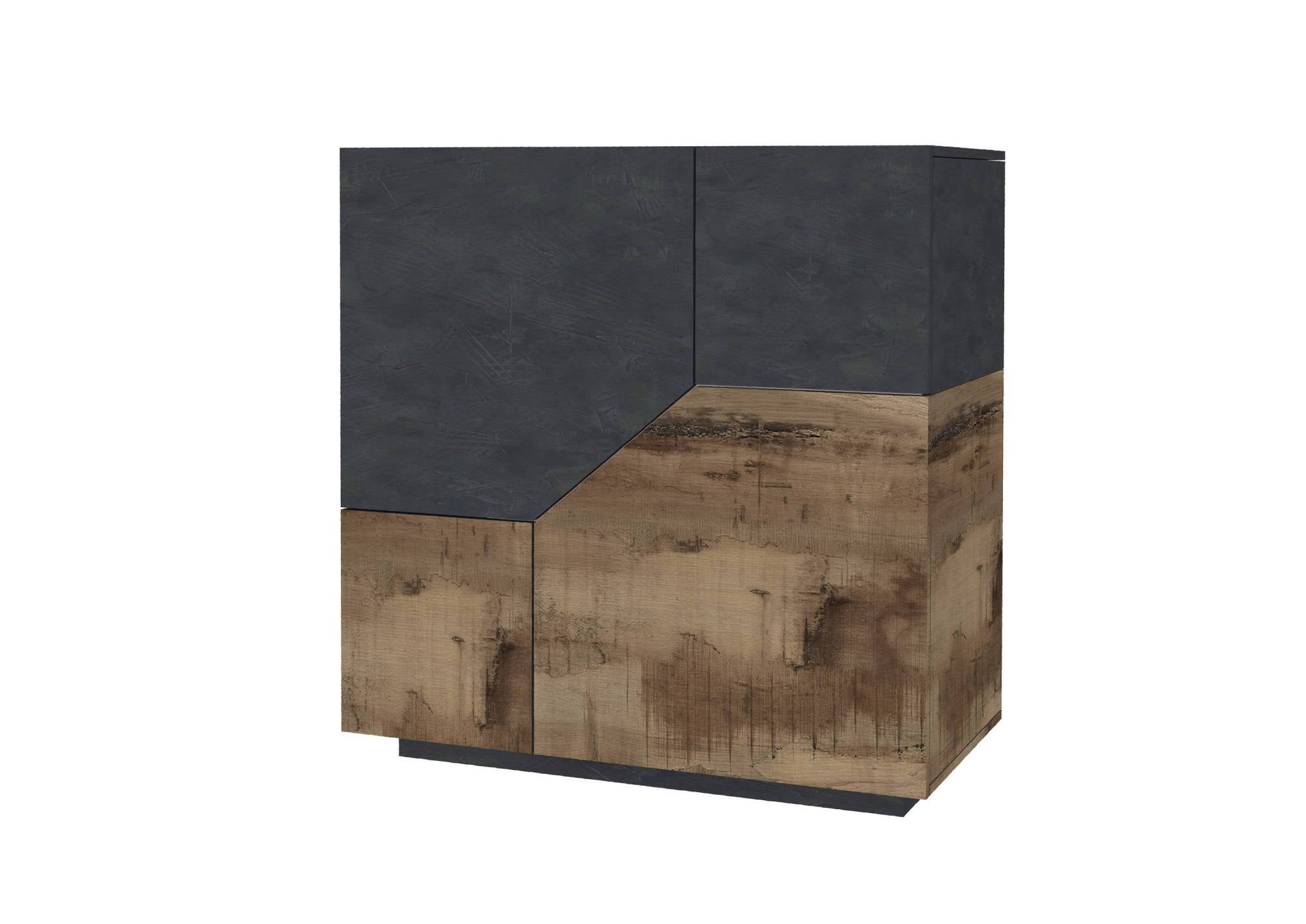 Buffet Dceesa, Buffet de cuisine avec 2 portes géométriques, Buffet de