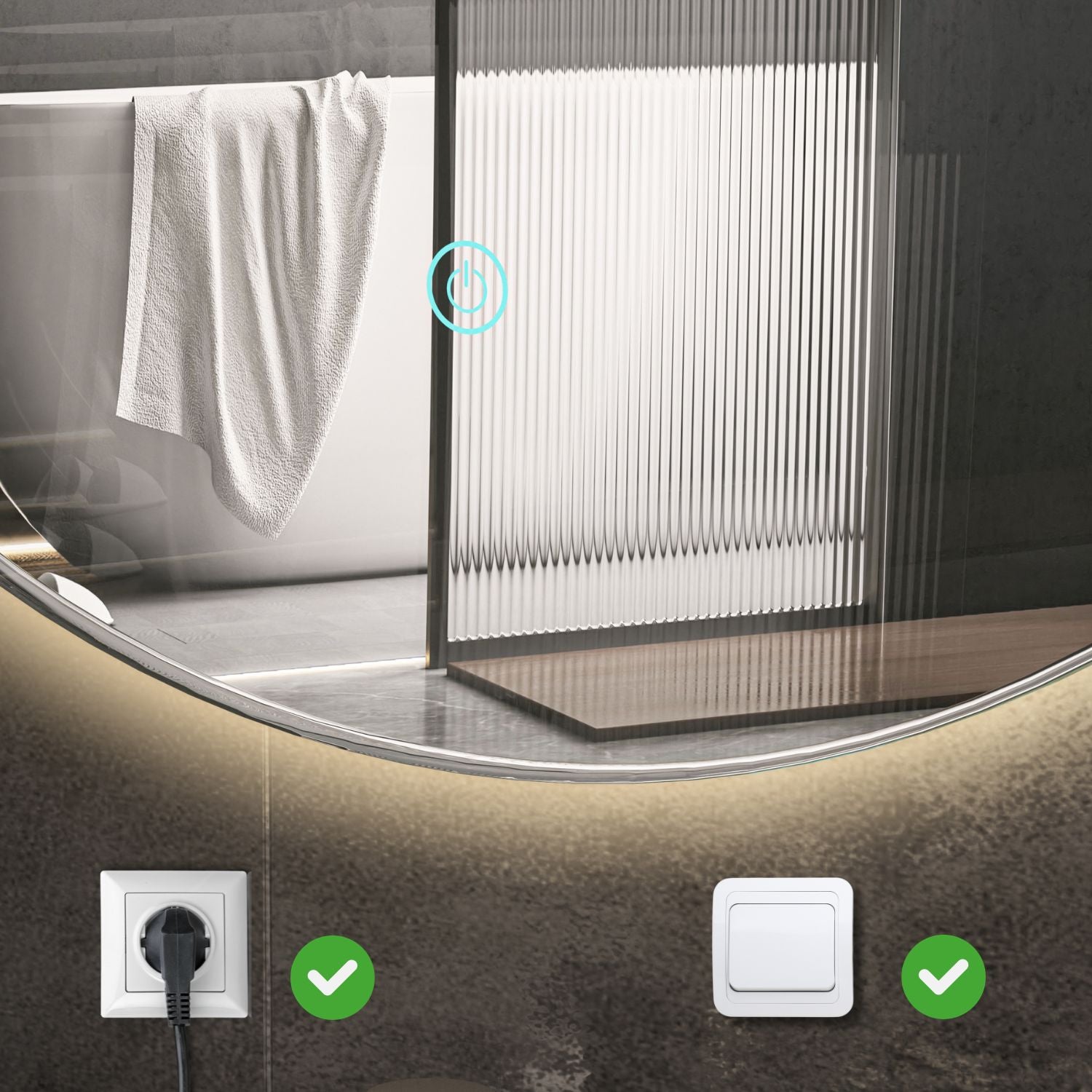 LOMAZOO Miroir salle de bain Dallas avec LED 80 cm rond - 10