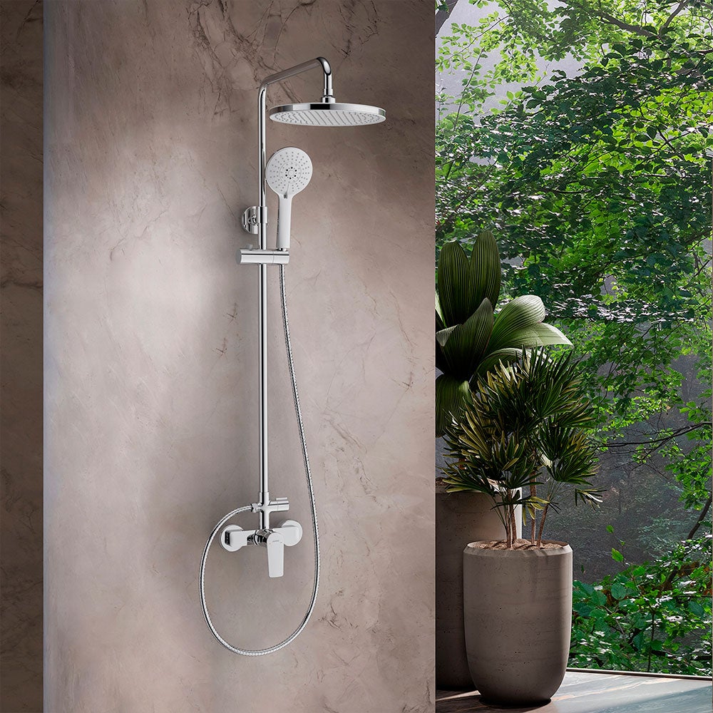 Colonna doccia monocomando termostatica Evo Chrome finitura cromata, cartuccia in ceramica, materiale inox AISI 304, rubinetteria bagno moderna - 3