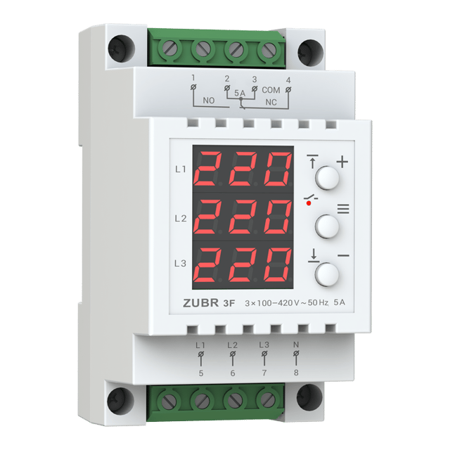 Protecteur de tension automatique triphasé ZUBR 3F 100 - 420V 5 A 50 Hz Parasurtenseur