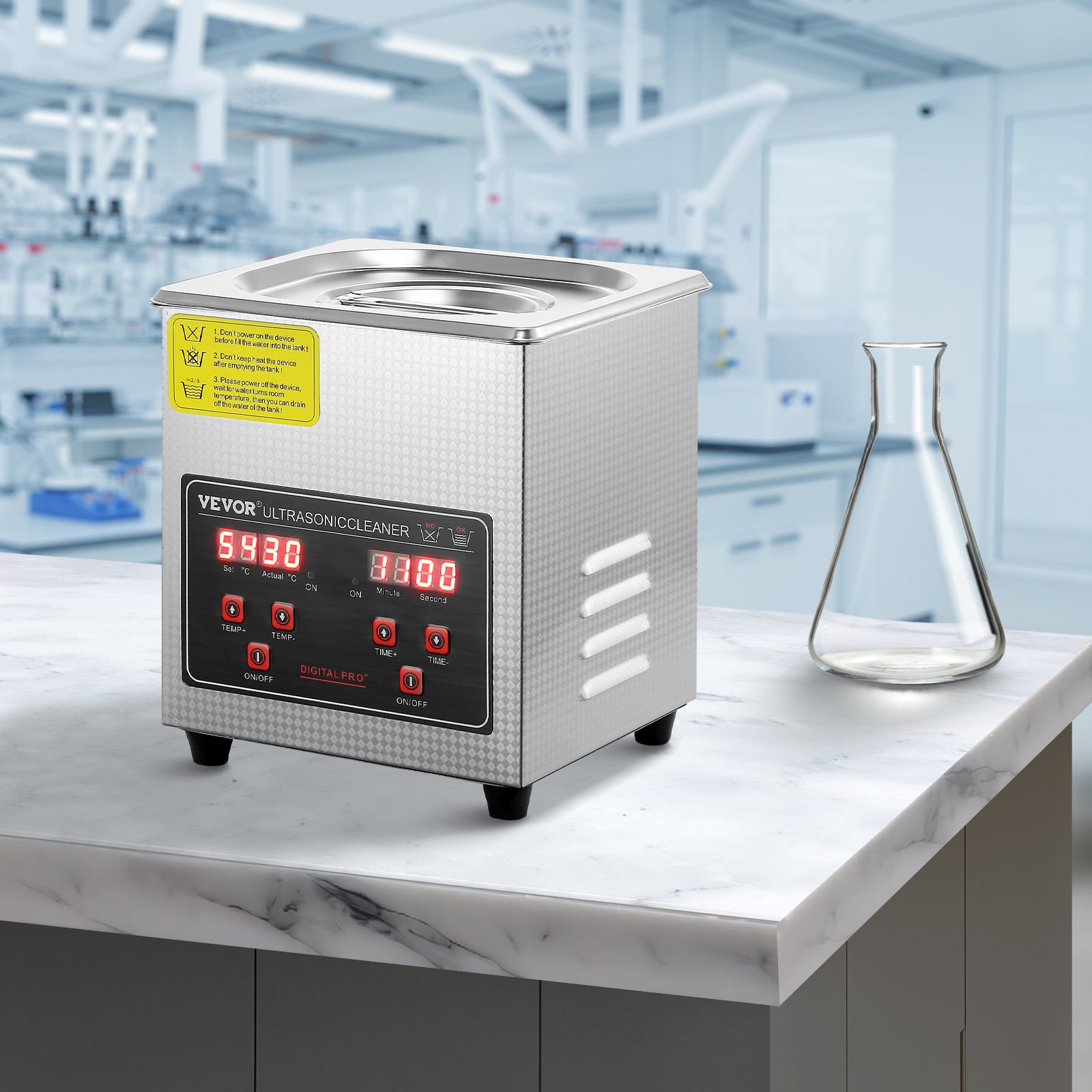 Nettoyeur à Ultrasons VEVOR 1.75L en Acier Inoxydable Bac Ultrasons Numérique avec Chauffage Temps et Température Réglables Appareil de Nettoyage - 8