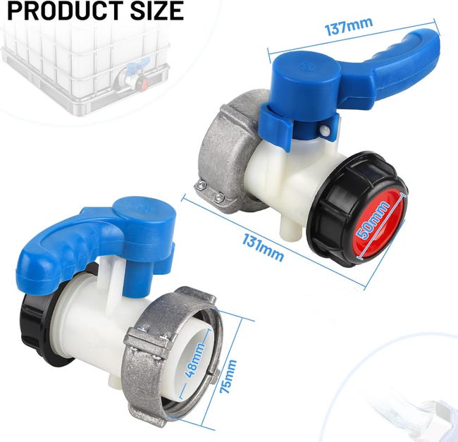 Adattatore per rubinetto serbatoio da 1000 litri DN50 (75 mm) Raccordo per serbatoio IBC Valvola di scarico Adattatore per serbatoio IBC Connettore p - 2