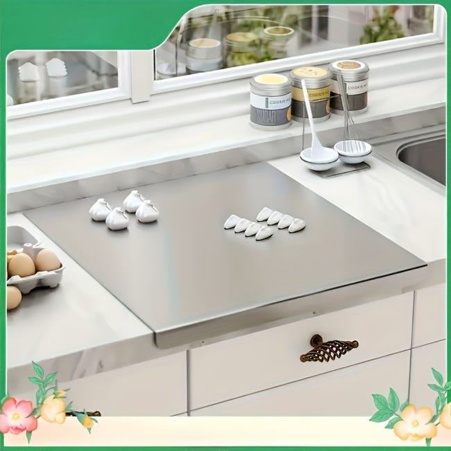 2 Pezzi Tagliere in Acciaio Inox Multifunzione, per Uso Alimentare Su Entrambi I 2 Pezzi Tagliere in Acciaio Inox Multifunzione, per Uso Alimentare Su Entrambi I