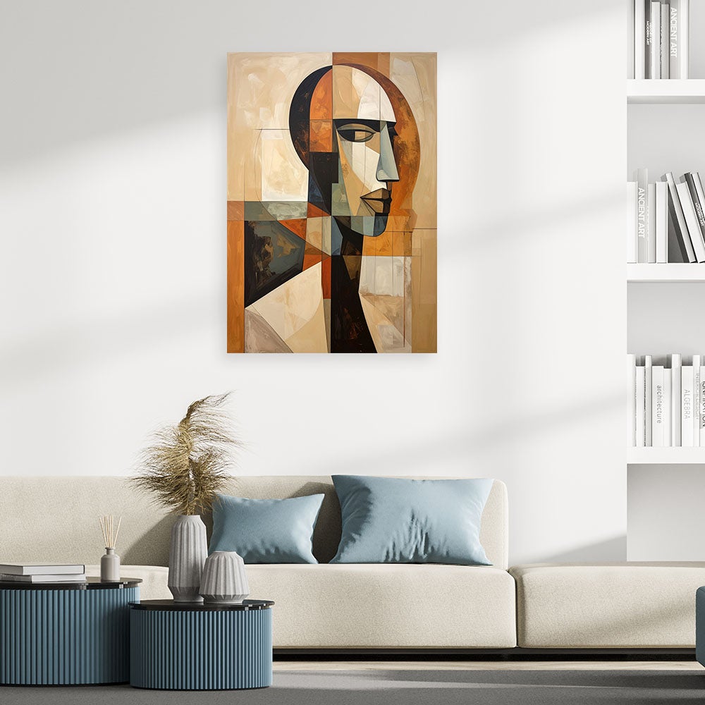 Obraz do salonu sypialni, Abstrakcyjna Sztuka Portret Mężczyzny w beżu i brązach 40x60 - 2