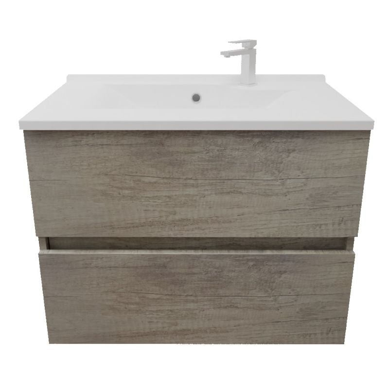 Meuble salle de bain suspendu 70 cm ROSALY INOX | coloris Bois | vasque en Résine - 3