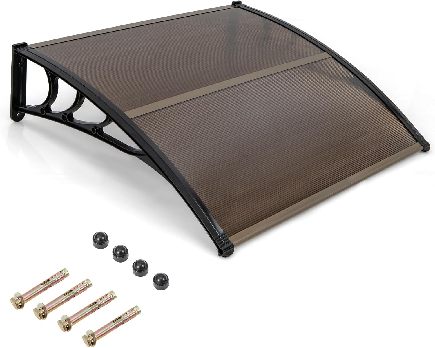 Auvent De Porte-fenêtre 199x99cm - Transparent - Double Couche Anti-UV - Support ABS - Capacité 20kg - Pour Terrasse, Balcon, Entrée