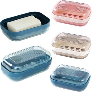 KIRZAX Lot De 2 Boîtes à Savon De Voyage Avec Couvercle - Porte-savon étanche Et Drainant - Plastique Léger Pour Salle De Bain Et Voyages