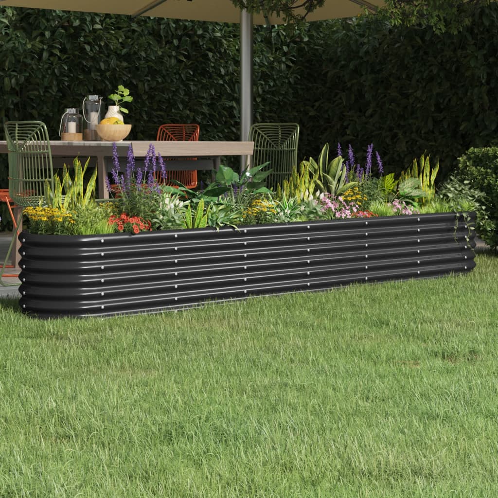 Jardinière Surélevée En Acier Galvanisé Anthracite 160x80x77 Cm - Pour Balcon, Terrasse, Potager