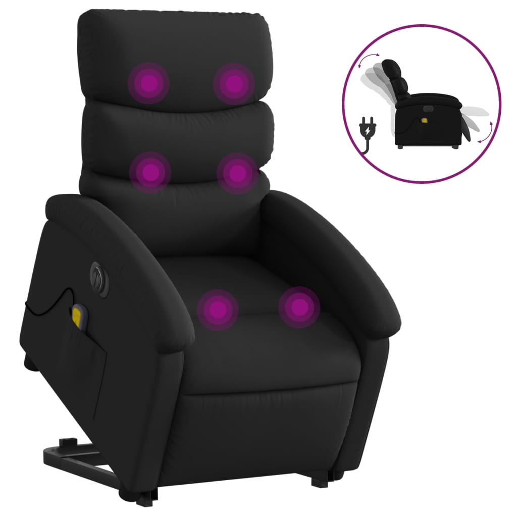 Sillón de masaje elevable eléctrico | sillón de relax | silla de relax cuero sintético negro cfw756712