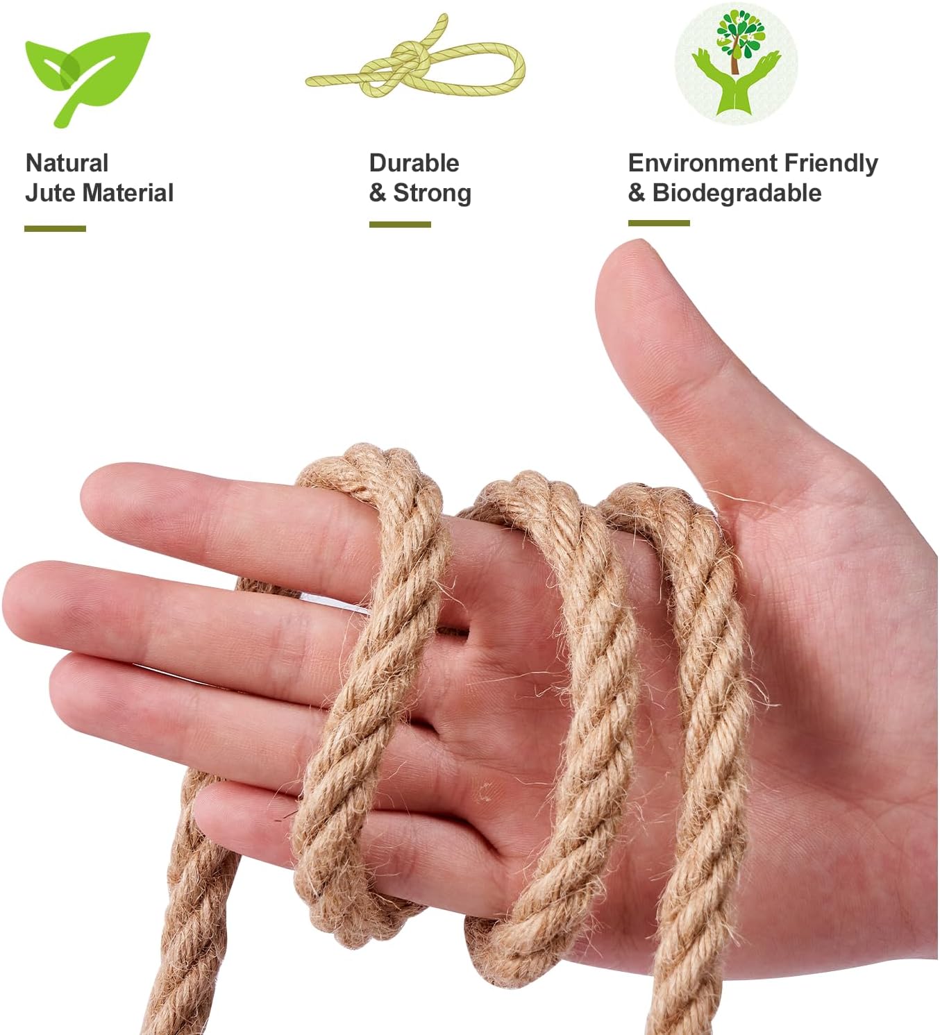 Corde de chanvre 10 mm, 5 m pour travaux manuels, grattoirs à chat, jardinage, regroupement et décoration intérieure - 2