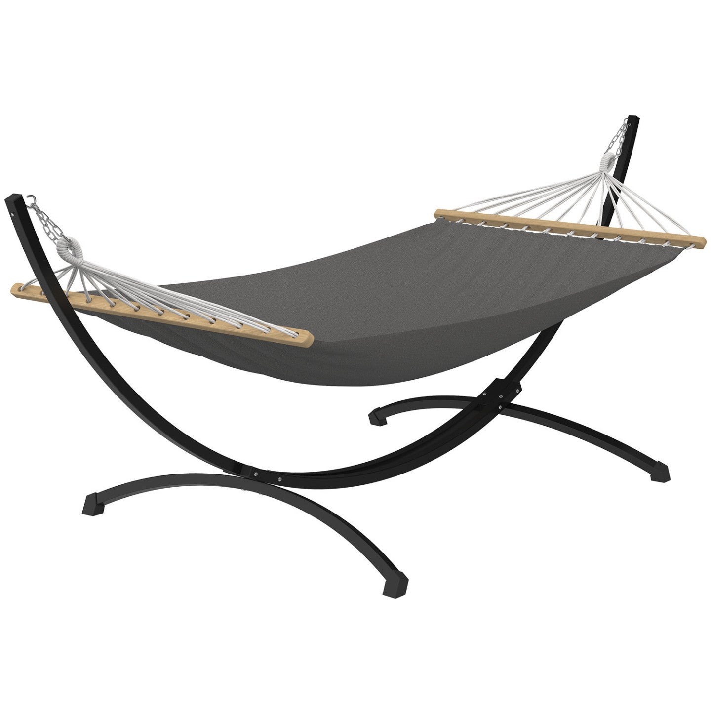 Hamac XL avec support métal noir et toile gris anthracite - 2