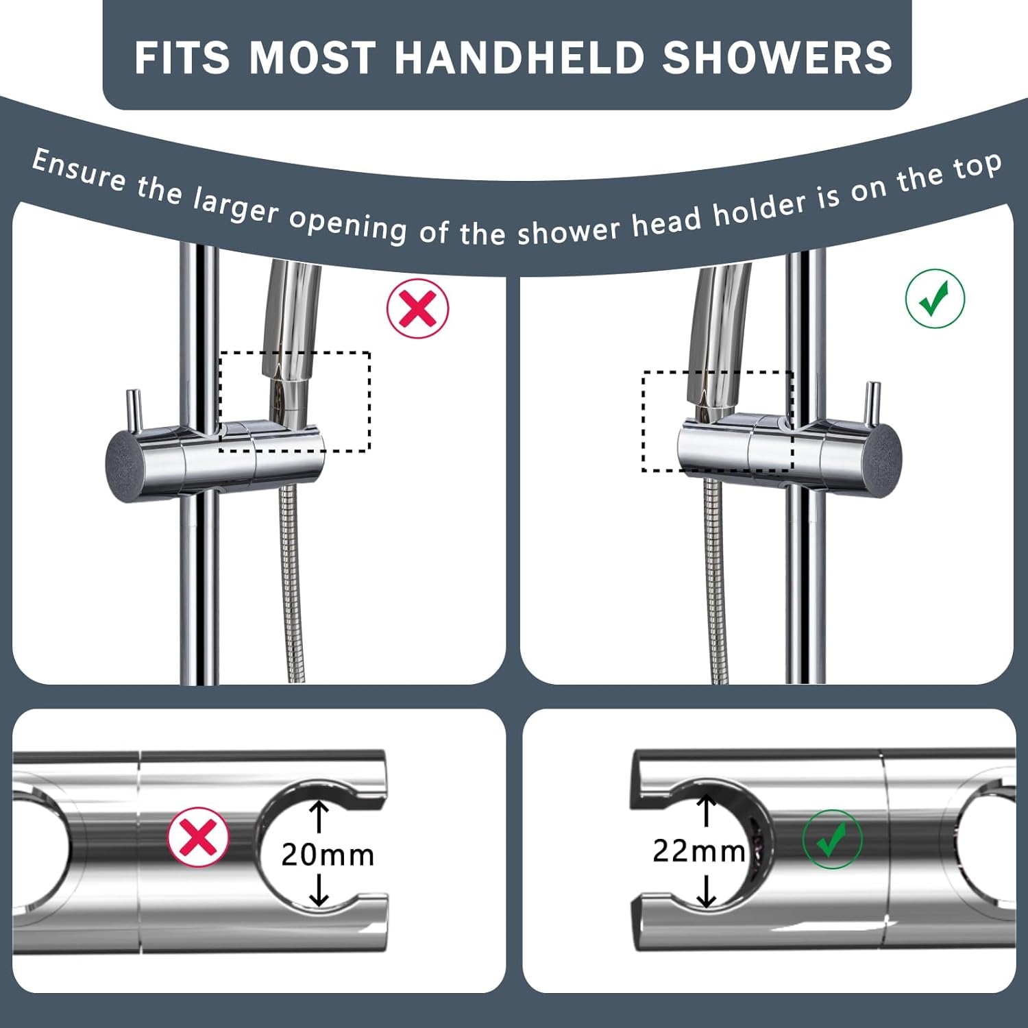 Barre de douche inox 70 cm – Support pommeau 360° – Fixations adaptables – Finition brossée élégante - 2