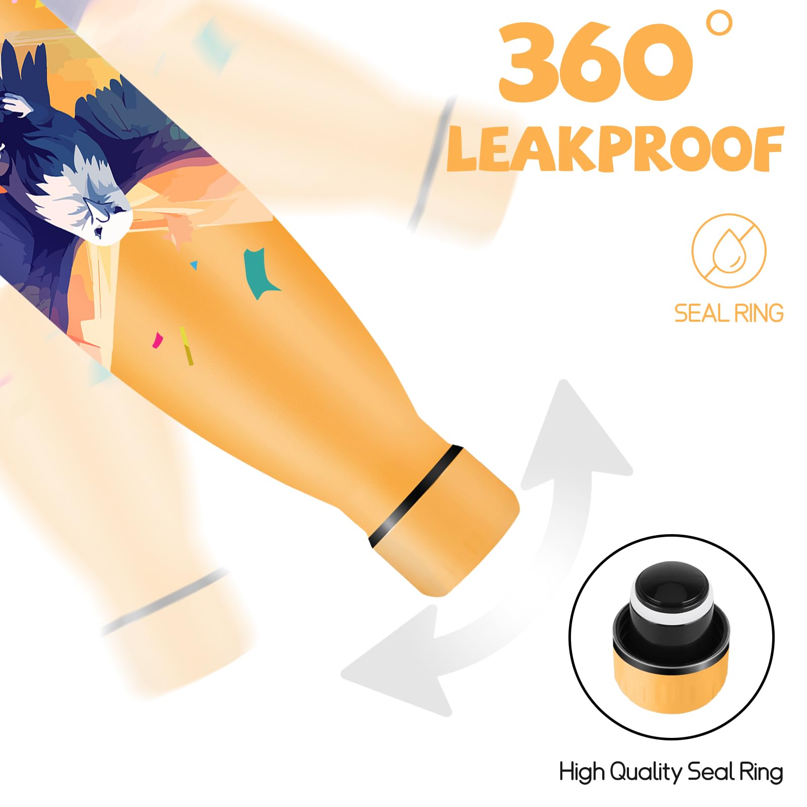 HoneyHolly Borraccia Termica, 500 ml Senza BPA, Bottiglia Termica, Isolamento a Doppia Parete, Borraccia, A Prova di Perdite, Acciaio Inossidabile 18/ - 4