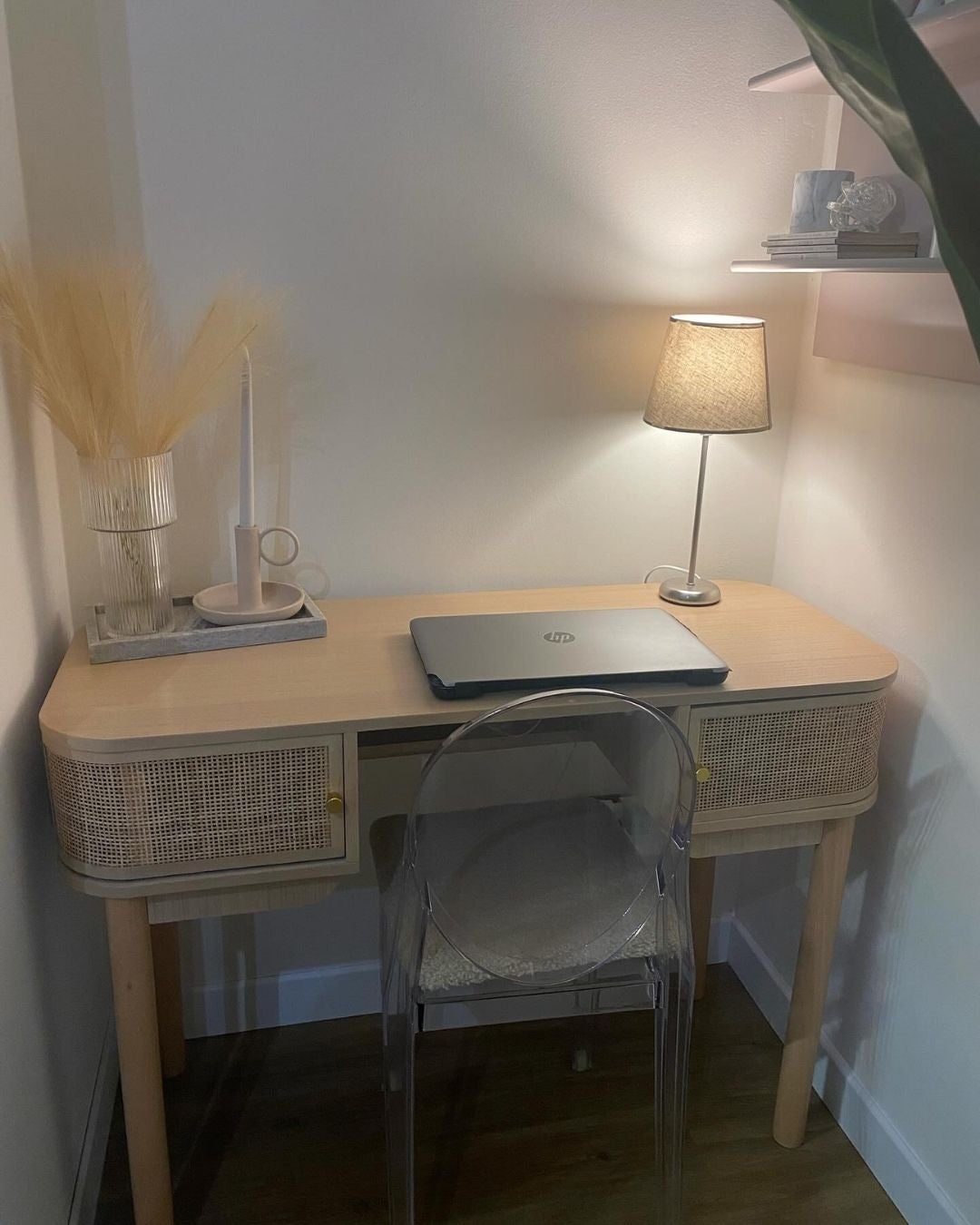 Nordlys - Bureau en Bois avec 2 Portes Rotin Marron - 4